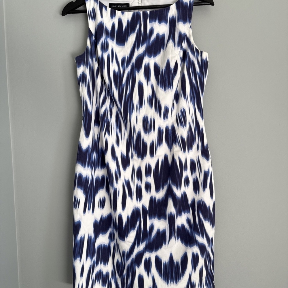 Jones New York Signature Floral Sleeveless Dress Size 6 Blue & White
